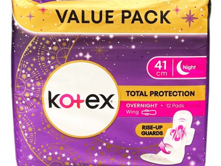 Kotex Total Protection Overnight Wings Sanitary Pads 41cm 12pcs pack Online