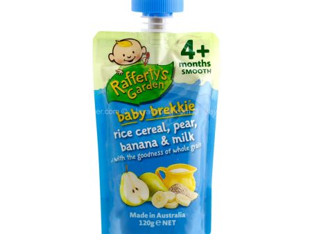 Raffertys Garden Rice Cereal, Pear, Banana & Milk (Pouch) 120g Sale