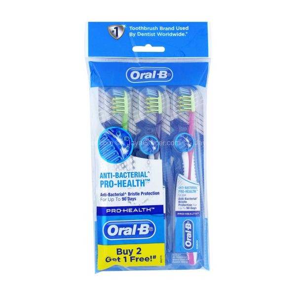 Oral-B Anti-Bacterial Pro-Health Toothbrush 2+1pcs Supply