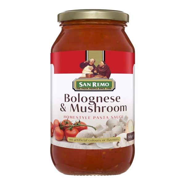 San Remo Bolognese and Mushroom Homestyle Pasta Sauce 500g Hot on Sale