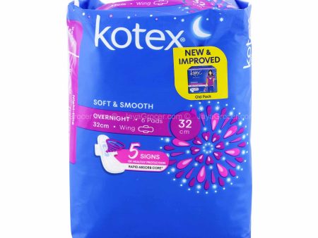 Kotex Soft & Smooth Overnight Wing Pad 32cm x 6pcs Online now