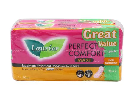 Laurier Perfect Comfort Maxi Sanitary Pad 30pcs x 2 Online now