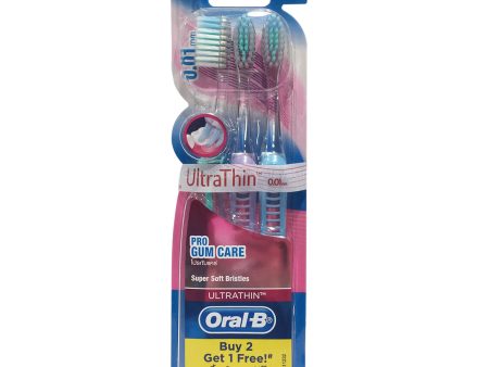 Oral-B Ultrathin Pro Gum Care Super Soft Bristles Toothbrush 2+1pcs Supply