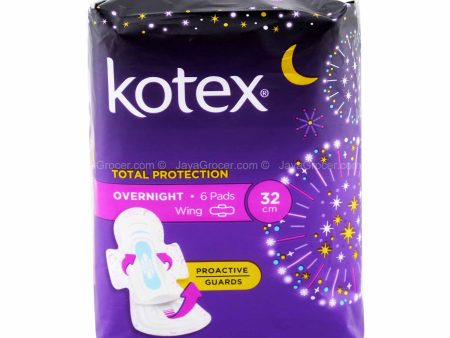 Kotex Total Protection Overnight Wing Pad 32cm x 6pcs For Cheap