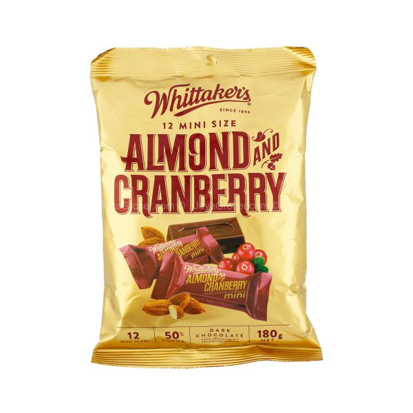 Whittakers Mini Almond and Cranberry Chocolate Bar Sharebag 180g Cheap