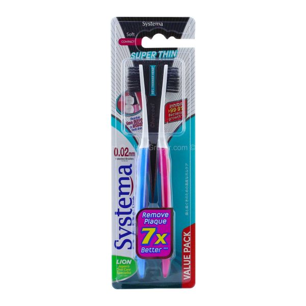 Systema Charcoal Toothbrush Soft 2pcs For Cheap