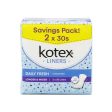 Kotex Daily Fresh Longer & Wider Unscented Liners 32pcs x 2 Cheap