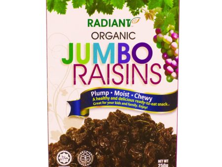 Radiant Whole Food Organic Jumbo Raisins 250g Hot on Sale