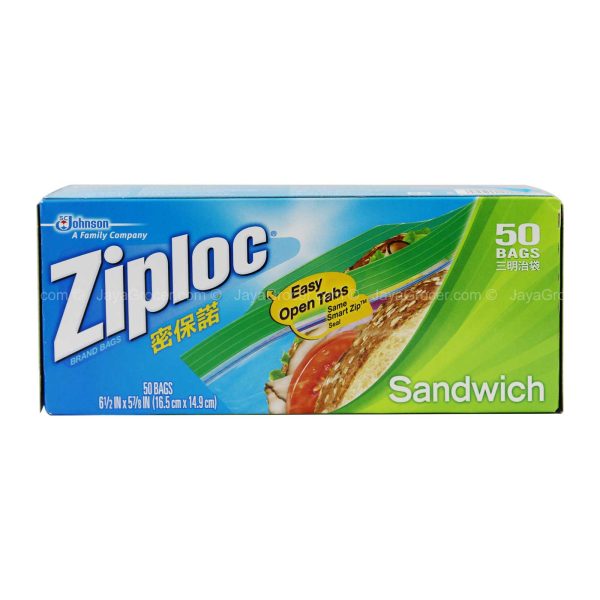 Ziploc Sandwich Bag 16.5 x 14.9cm 50pcs pack Hot on Sale