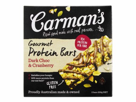 Carman’s Dark Choc & Cranberry Gourmet Protein Bar 200g Supply