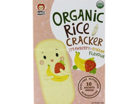 Apple Monkey Organic Rice Cracker Strawberry Banana Flavor 30g Sale