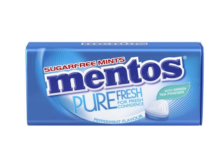 Mentos Pure Fresh Pure Breath Peppermint Sugar Free Mints with Green Tea Extract 35g For Sale